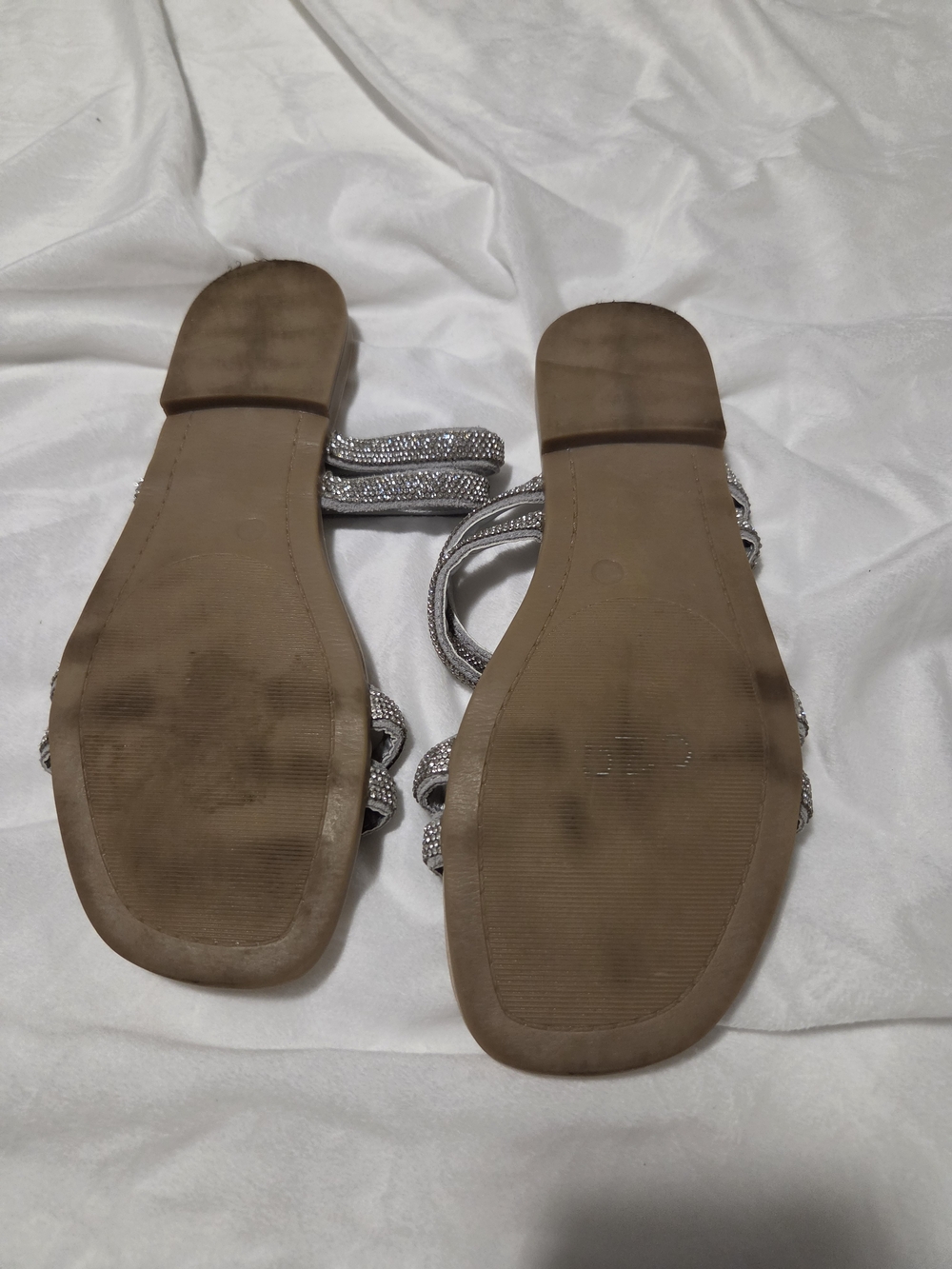 Silver Rhinestone Slide Sandals - Women's - Picture 2 of 2